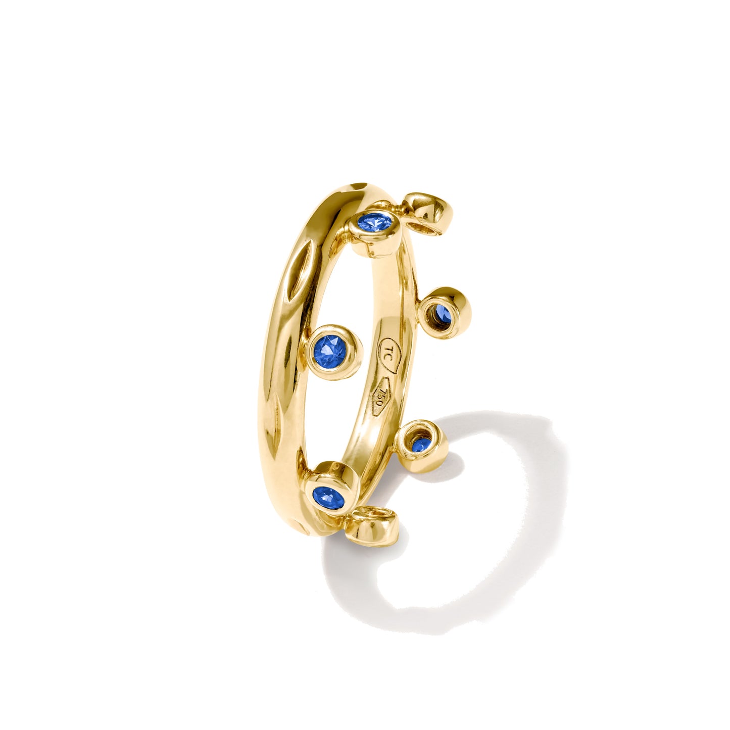 GYPSY Ring Crown Brilliant Cut 'Ocean', Gelbgold • Diamant • Saphir von Tamara Comolli (R-Gyp-C-Br-Oce-yg)