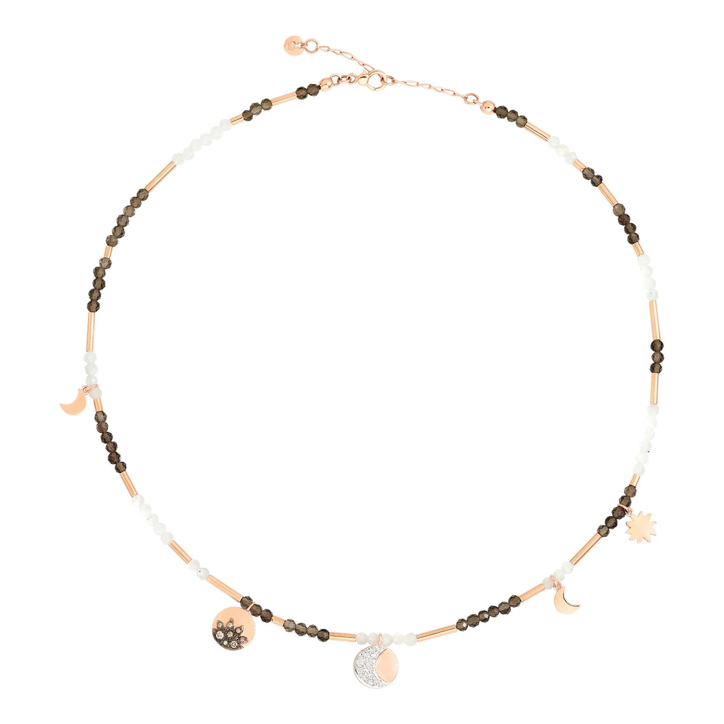 Halskette Moon & Sun, Roségold • Diamant • Rauchquarz von DoDo (DCC2012-MOSUN-FAD9R) Halskette Moon & Sun, Roségold • Diamant • Rauchquarz von DoDo (DCC2012-MOSUN-FAD9R)