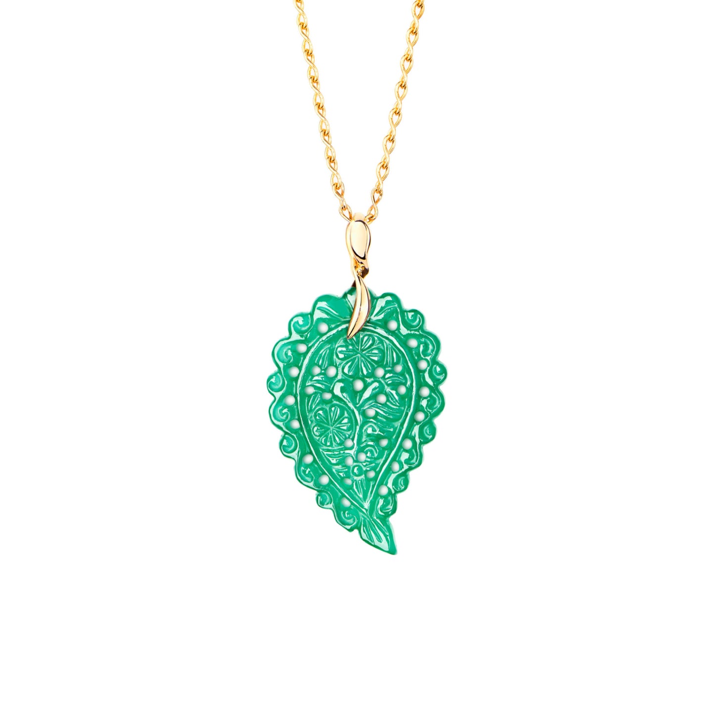 INDIA Anhänger medium grüner Onyx, Gelbgold • Onyx von Tamara Comolli (P-IND-m-Jad-yg)