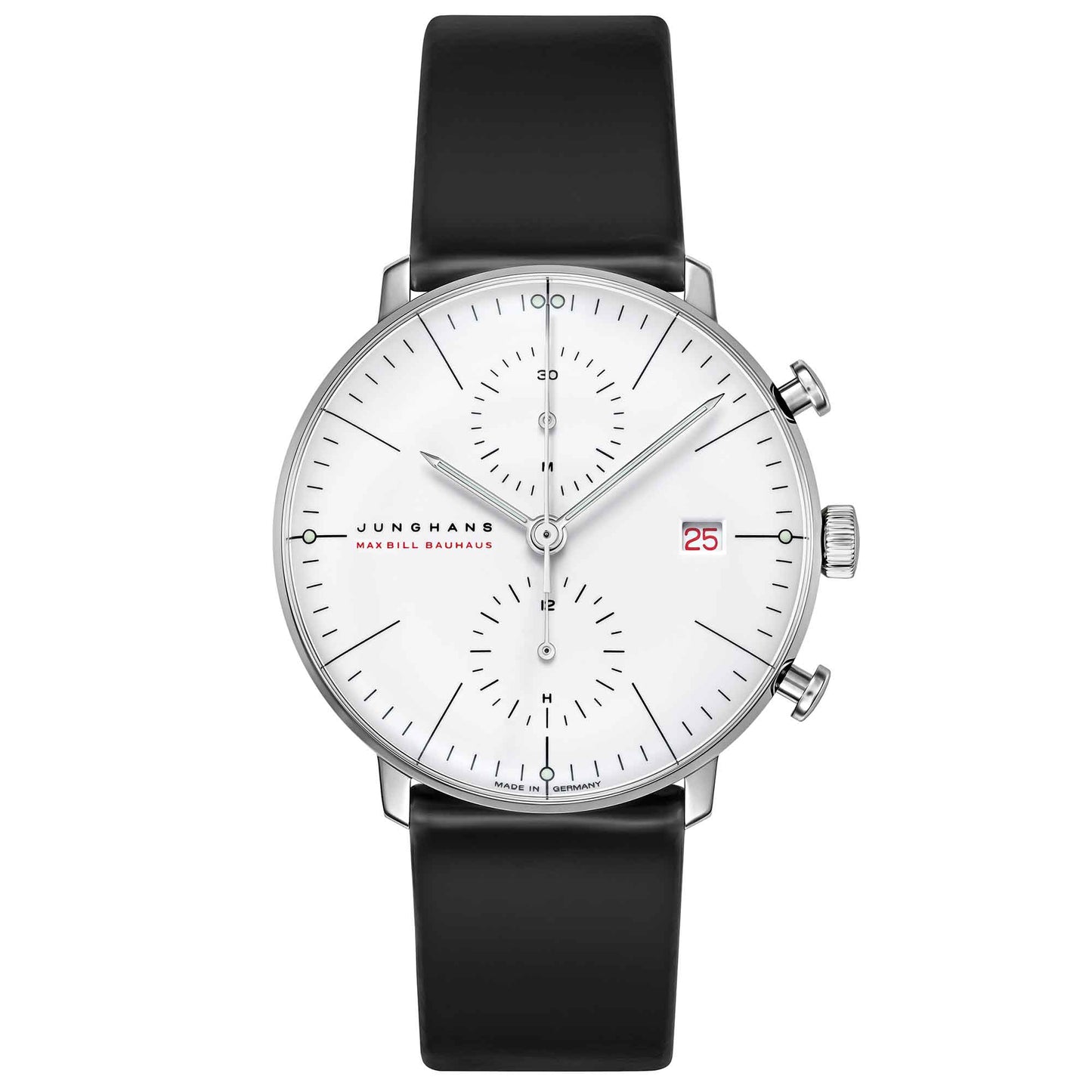 Junghans - max bill Chronoscope 100 Jahre Bauhaus, Weißgold von Junghans (027/9900.02) Junghans - max bill Chronoscope 100 Jahre Bauhaus, Weißgold von Junghans (027/9900.02)