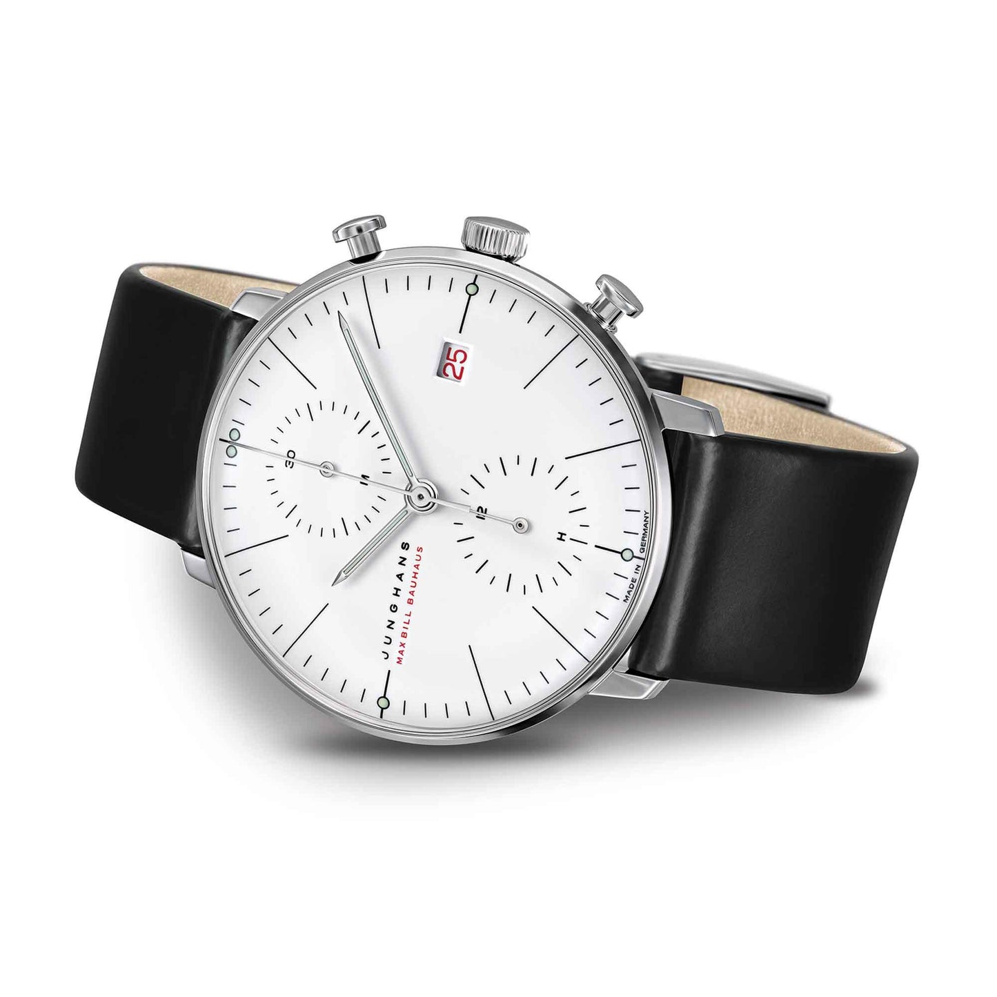 Junghans - max bill Chronoscope 100 Jahre Bauhaus, Weißgold von Junghans (027/9900.02) Junghans - max bill Chronoscope 100 Jahre Bauhaus, Weißgold von Junghans (027/9900.02)