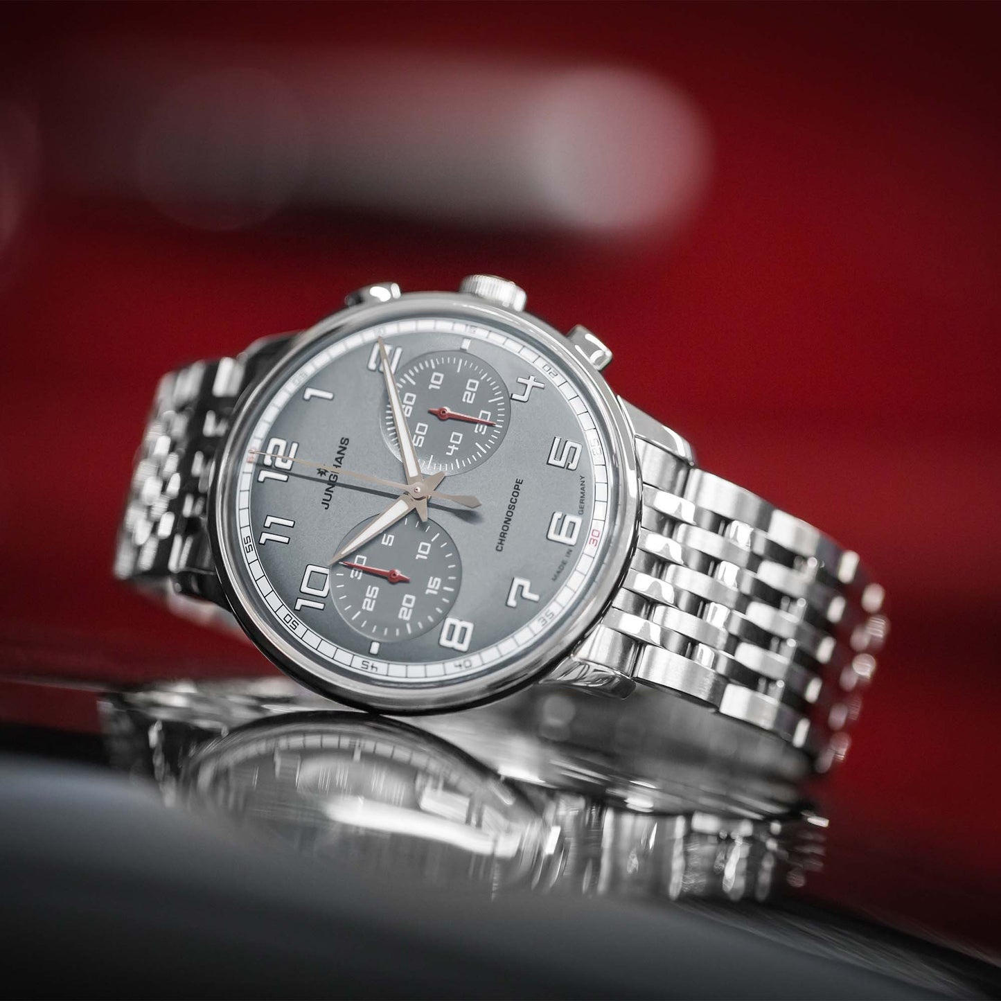 Meister Driver Chronoscope, Edelstahl von Junghans (27/3686.46)