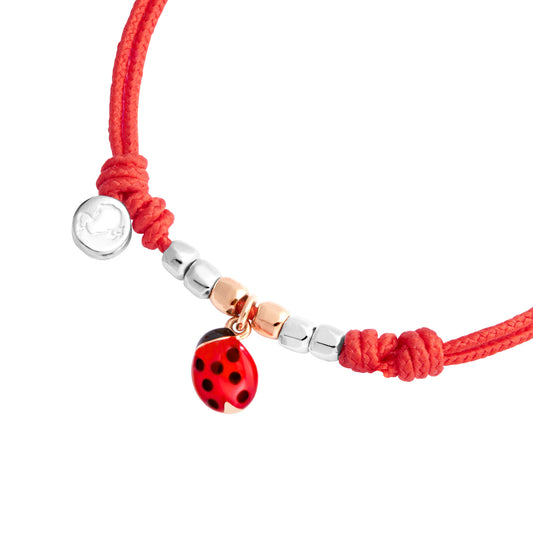 Kordelarmband Marienkäfer, Roségold • Emaille von DoDo (DBC4009-PADLA-RO09A)