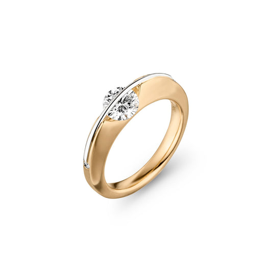 LIBERTÉ Solitaire Ring, Bicolor-Gold • Diamant von Schaffrath (528_L1001_70_GW)