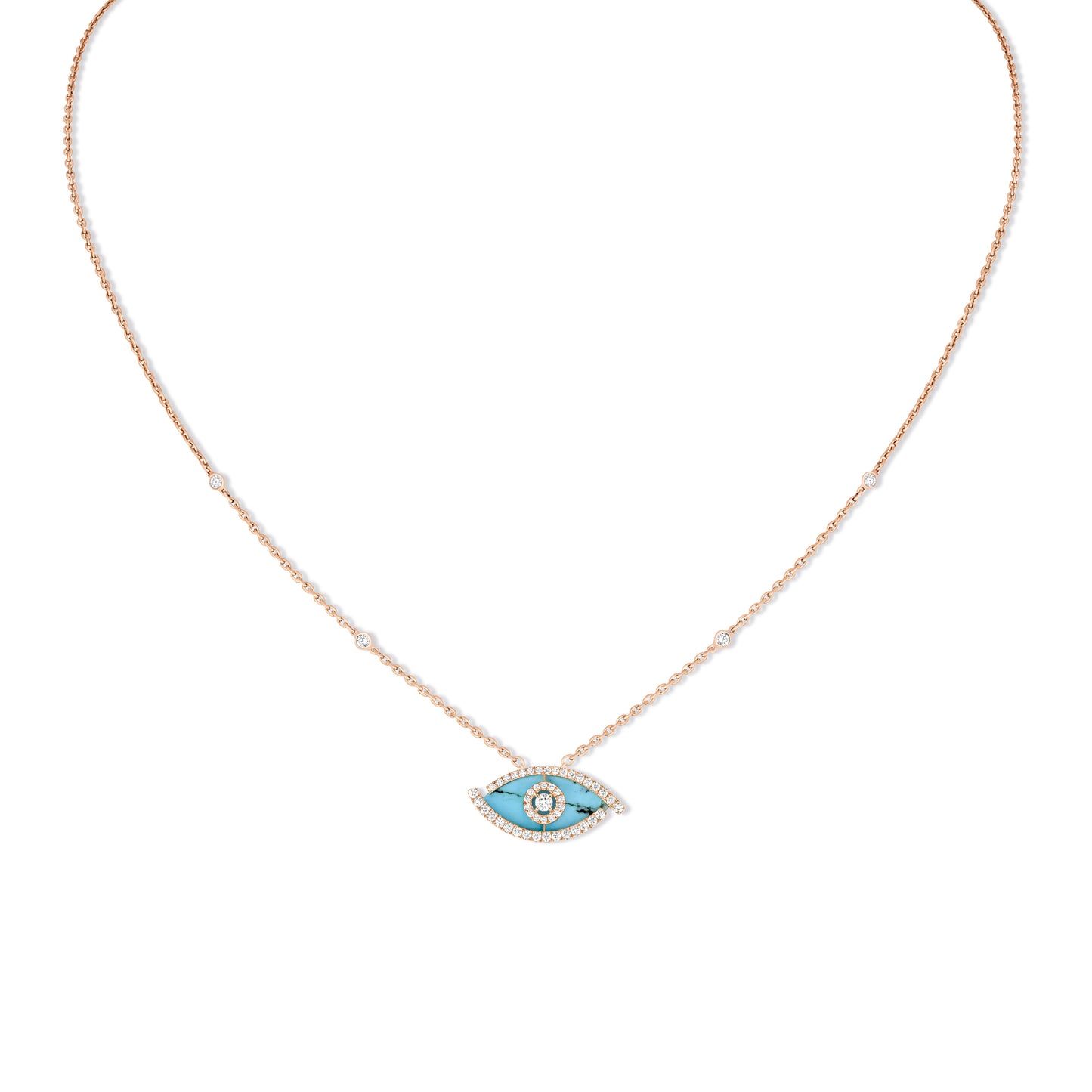 Lucky Eye Türkis Halskette, Roségold • Diamant • Türkis von Messika (12952-PG)