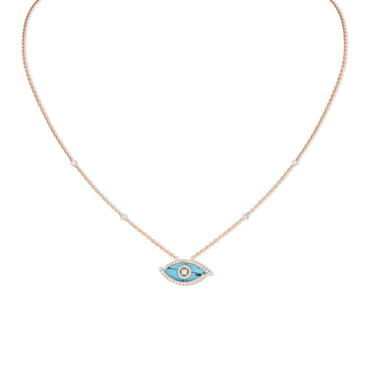 Lucky Eye Türkis Halskette, Roségold • Diamant • Türkis von Messika (12952-PG)