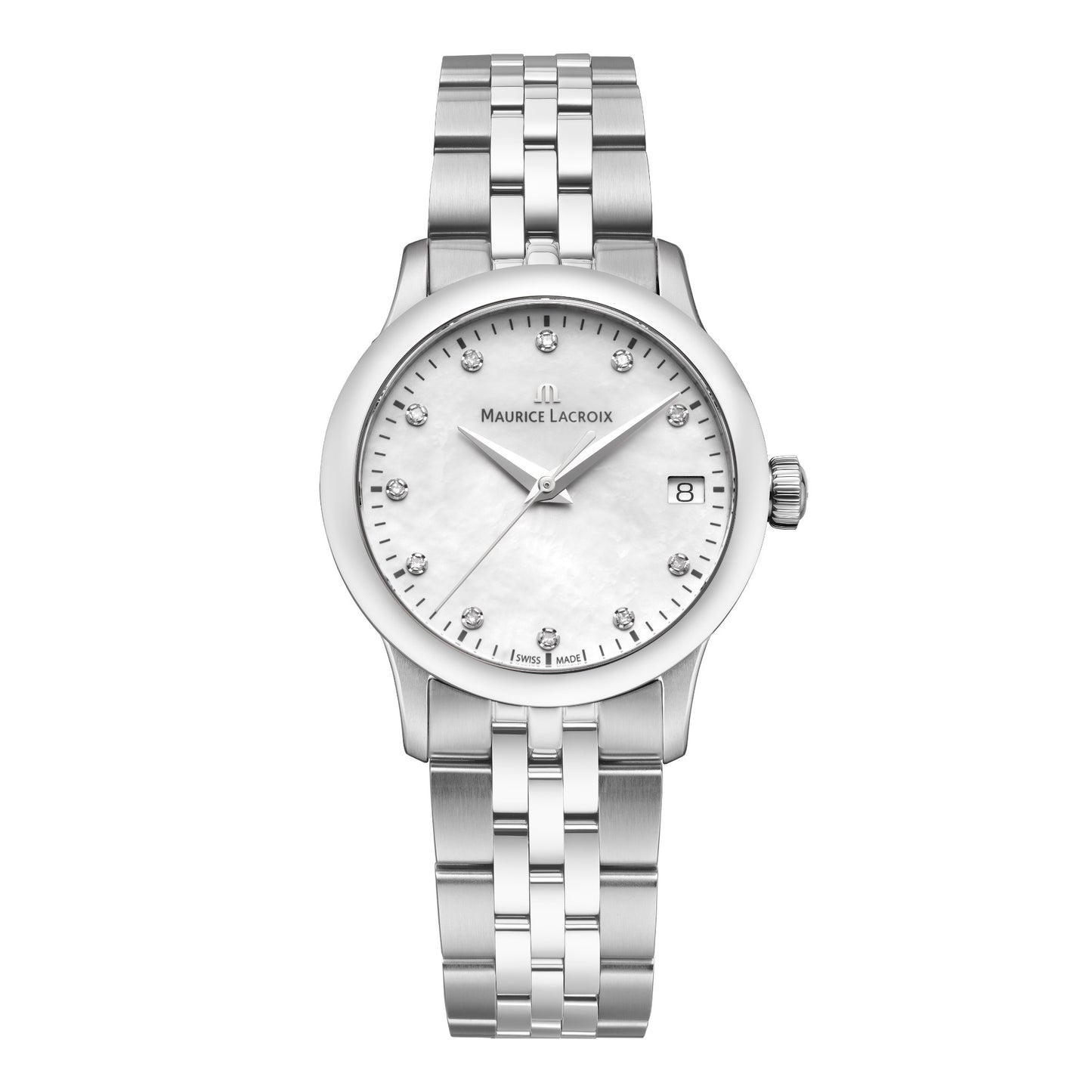 Maurice Lacroix 1975 Quartz 33mm (751006-SS002-170-1) aus Edelstahl mit Diamant und Perlmutt