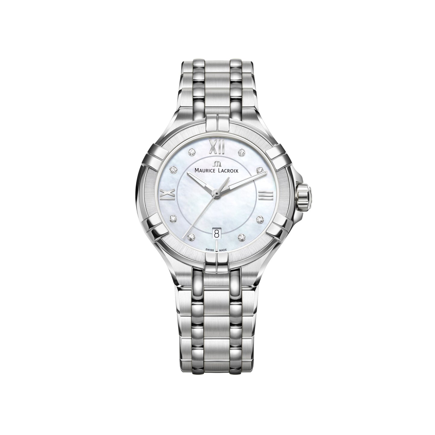 Aikon Date 30mm, Edelstahl • Diamant • Perlmutt von Maurice Lacroix (AI1004-SS002-170-1)