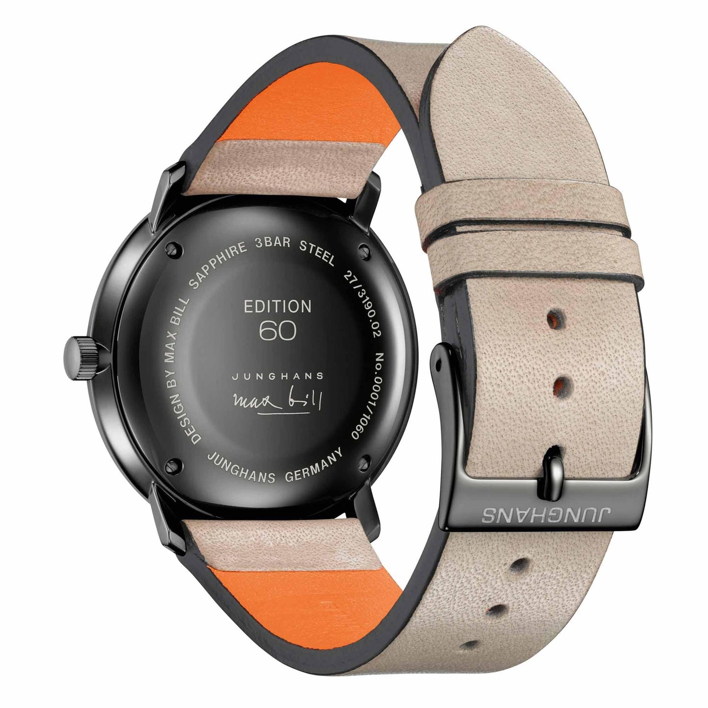 Max Bill MEGA Edition 60, Leder • Quarz von Junghans (58/4100.02)
