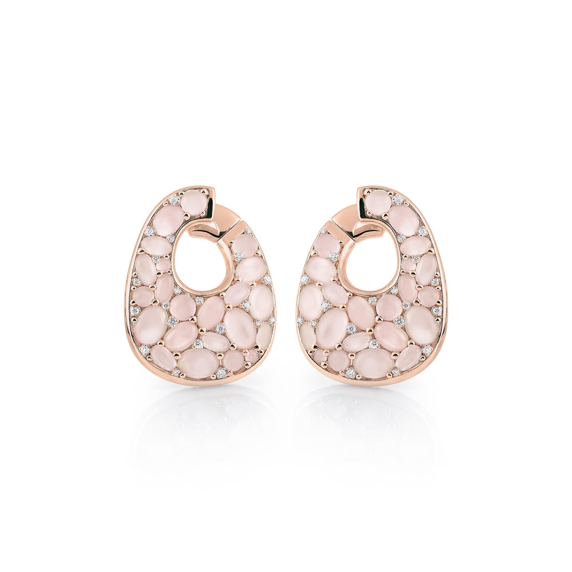 Mezzaluna Ohrhänger, Roségold • Diamant • Mondstein von Al Coro (E2046WMR)