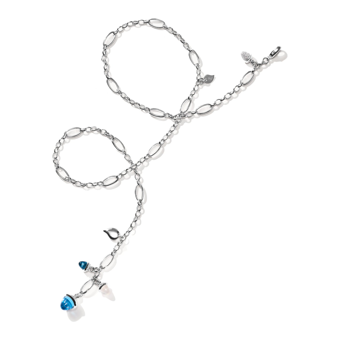 MIKADO Halskette Delicate 'Ocean', Weißgold • Diamant • London Topas • Mondstein • Topas von Tamara Comolli (N-M-Del51-Oce-p-wg) MIKADO Halskette Delicate 'Ocean', Weißgold • Diamant • London Topas • Mondstein • Topas von Tamara Comolli (N-M-Del51-Oce-p-wg)