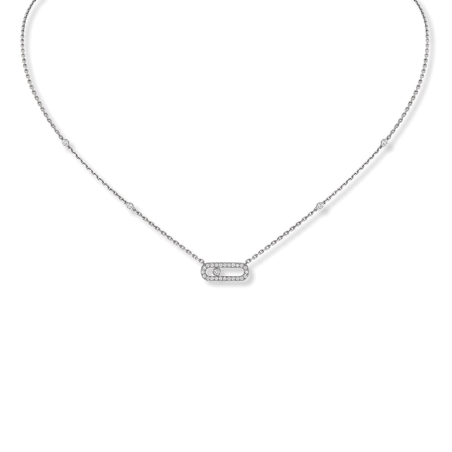 Move Uno Pavé Halskette, Weißgold • Diamant von Messika (04708-WG)