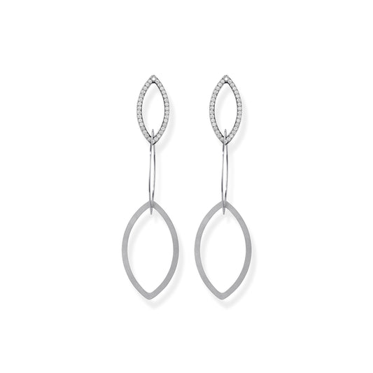 Niessing Quinta Navette Ohrhänger (N364918-80mm-pt) aus Platin mit Diamant