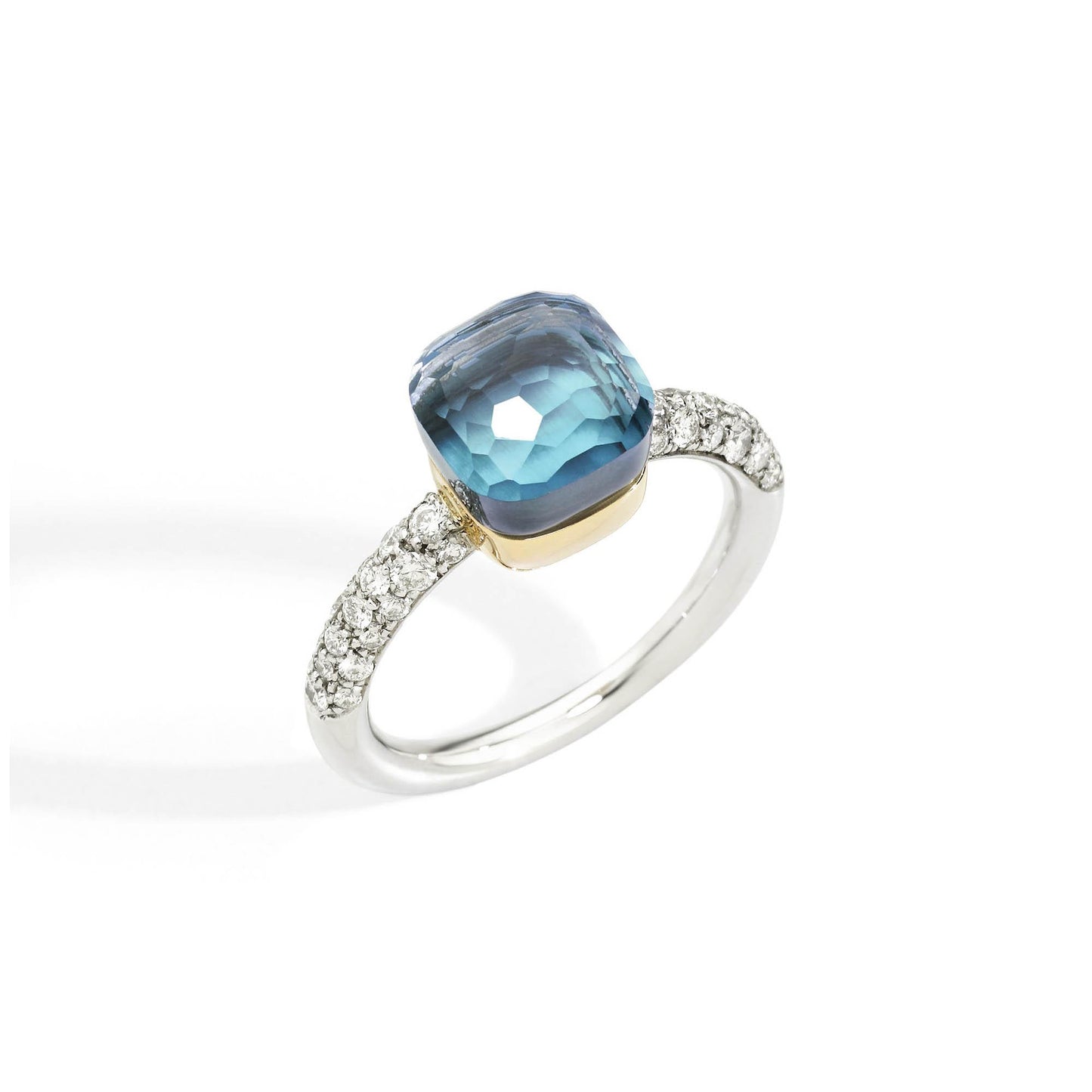 Nudo Deep Blue kleiner Ring, Bicolor-Gold • Diamant • Topas von Pomellato (PAB7040O6WHRDB0OY)