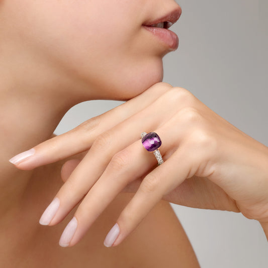 Nudo Ring Classic, Bicolor-Gold • Amethyst • Diamant von Pomellato (PAC0040O6WHRDB0OI)