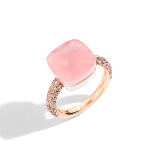 Nudo Rosenquarz Maxi Ring, Bicolor-Gold • Edelsteine von Pomellato (PAB4010O6000BRCQR)