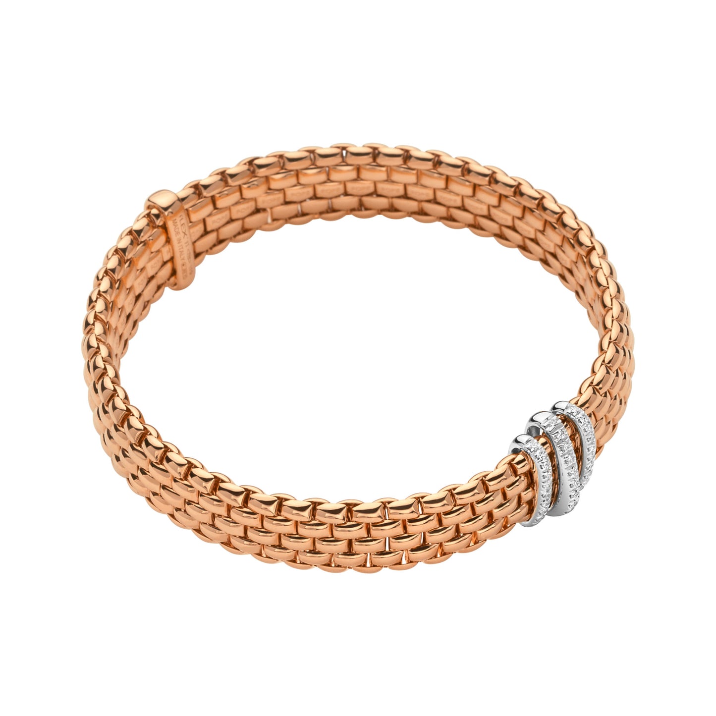 Panorama Flex'it Armband mit Pavébesatz, Bicolor-Gold • Diamant von FOPE (58704BX_PB_R_BBB_0XS)