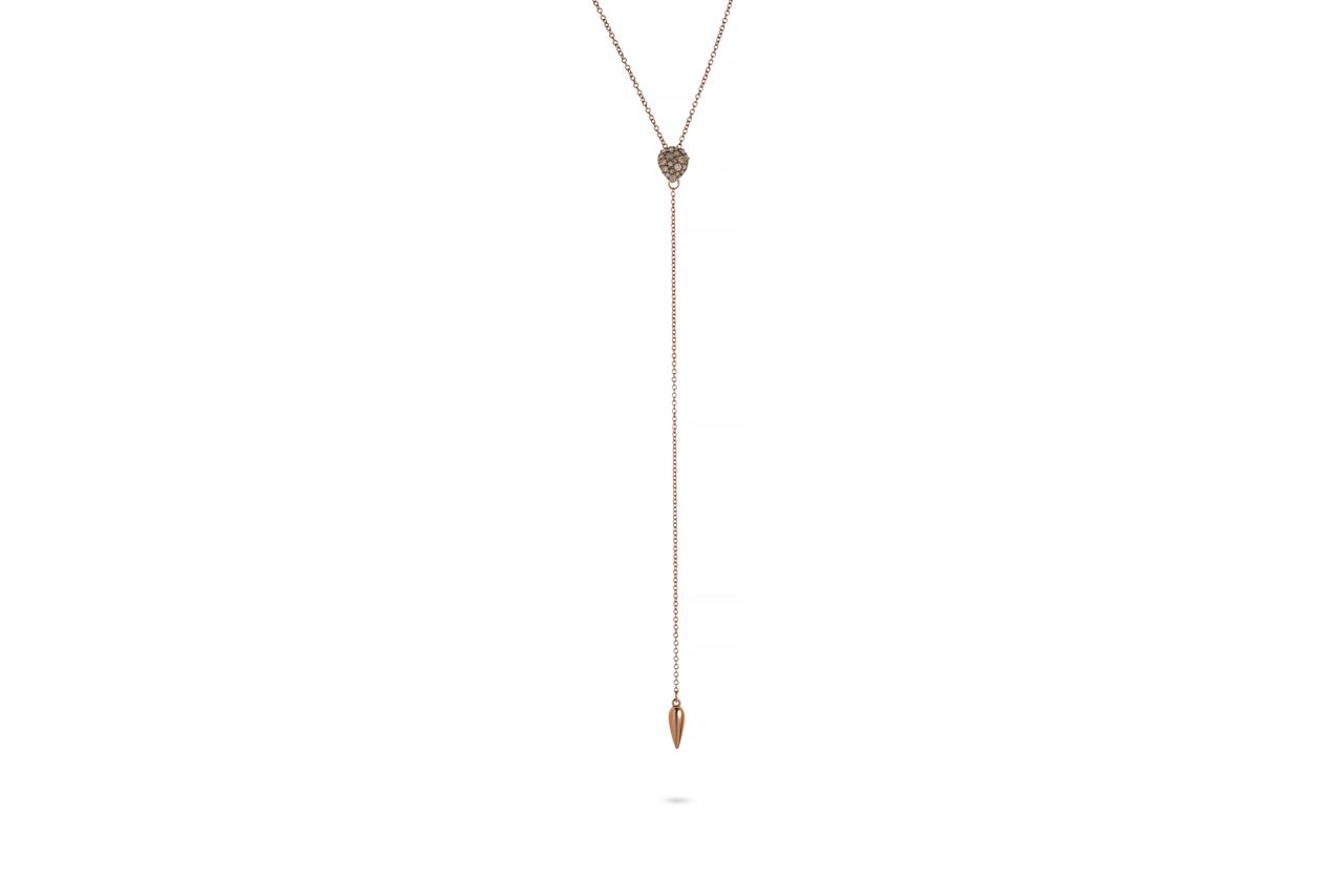 Luce Anhänger mit Y Collier, Roségold mit braune Diamanten 0,23ct von Grimaldo Firenze online kaufen (Ref. LU-PE02PB-01)