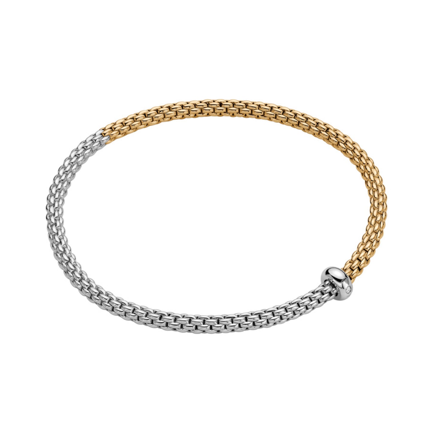 Prima Flex’it Armband mit zweifarbigem Geflecht, Bicolor-Gold • Diamant von FOPE (01M08B2_BB_2_XBX_0XS)