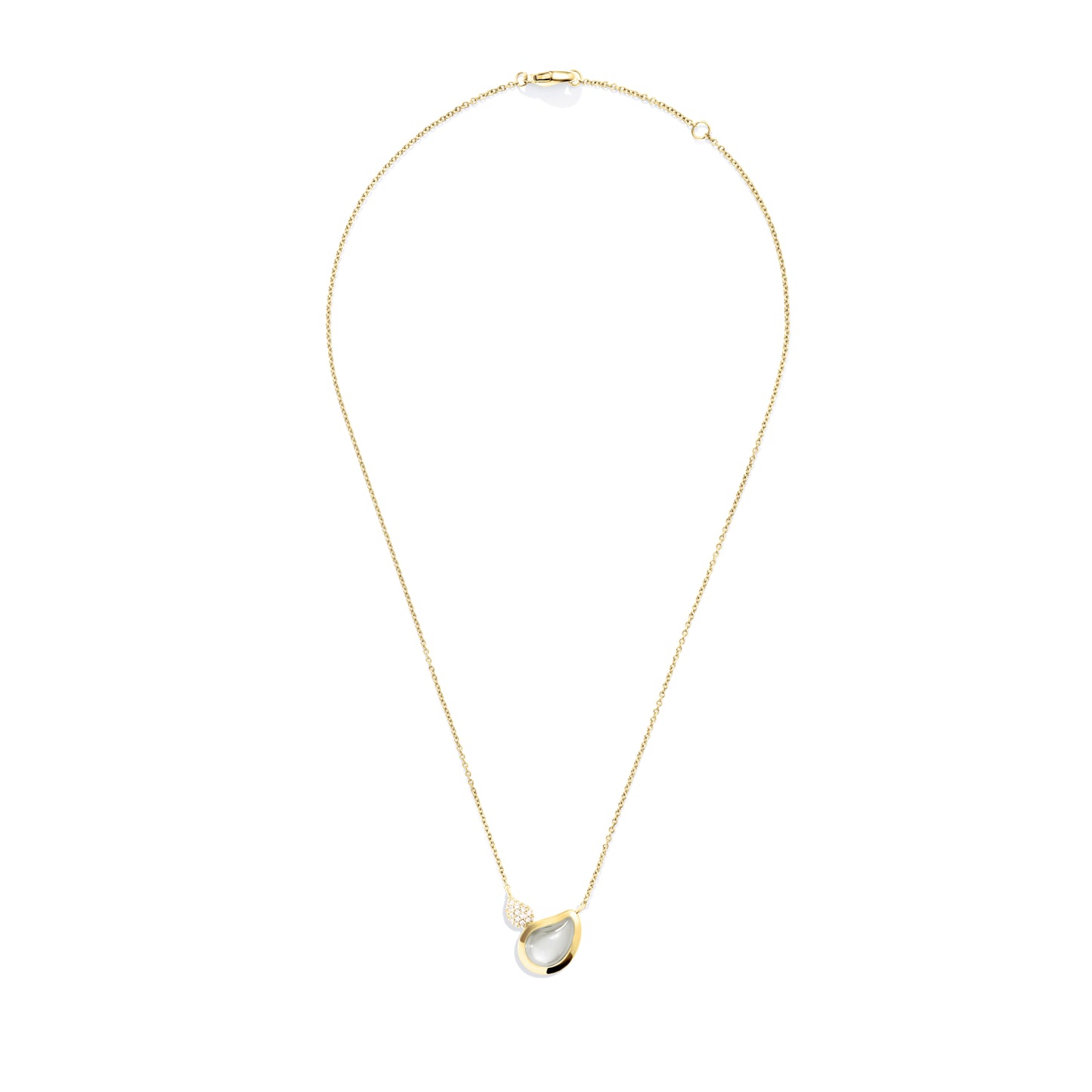 SIGNATURE Halskette 2 Drops, Gelbgold • Diamant • Mondstein von Tamara Comolli (N-Sig-2Dr-MoGr-p-yg)