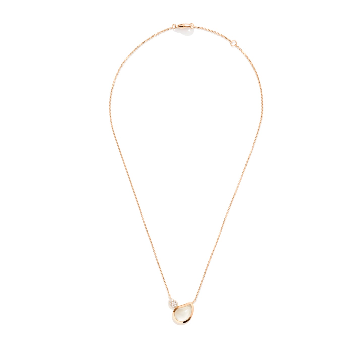 SIGNATURE Halskette 2 Drops , Roségold • Diamant • Mondstein von Tamara Comolli (N-Sig-2Dr-MoSa-p-rg)