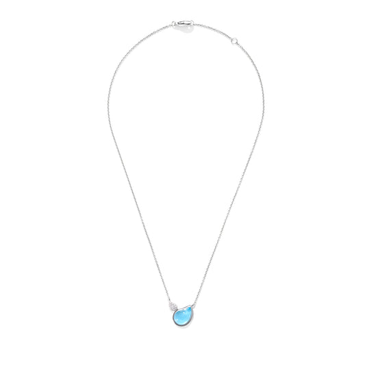 SIGNATURE Halskette 2 Drops , Weißgold • Diamant • Topas von Tamara Comolli (N-Sig-2Dr-ToSw-p-wg)