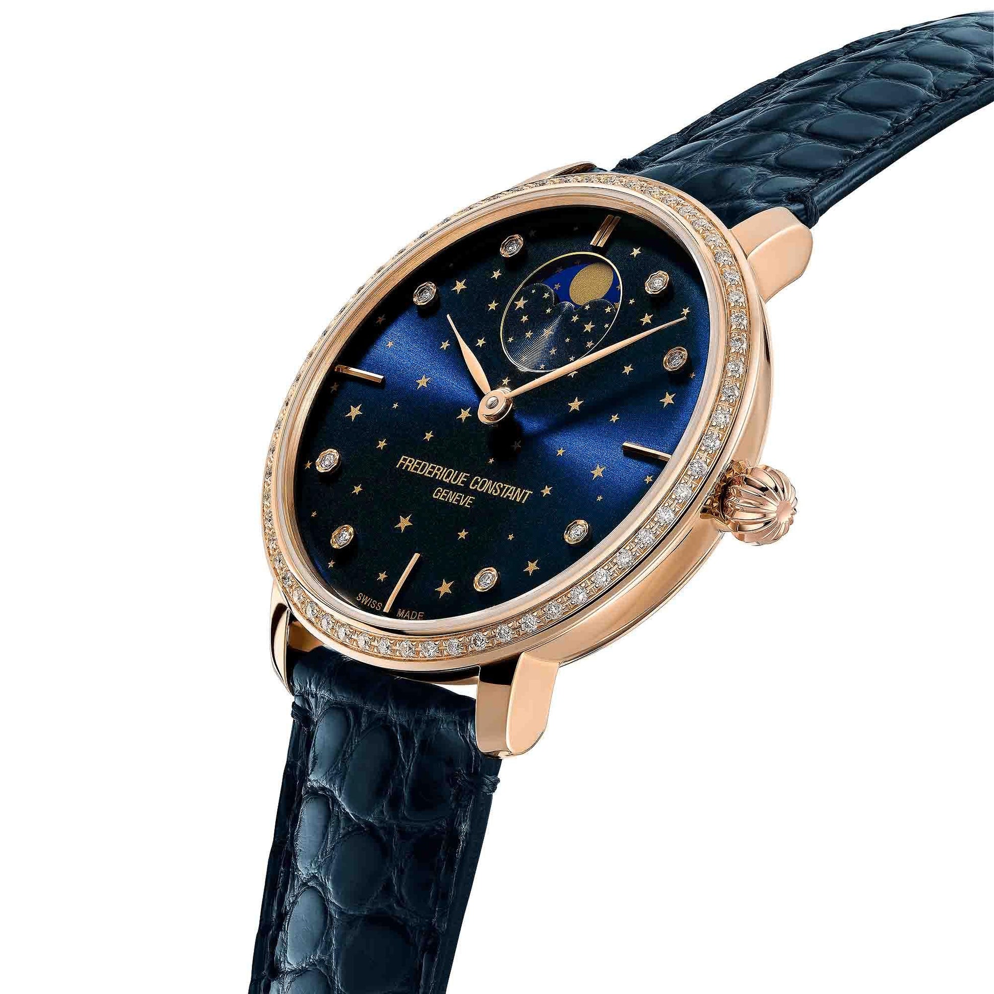 Slimline Moonphase Stars Manufacture, Roségold • Diamant von Frédérique Constant (FC-701NSD3SD4)