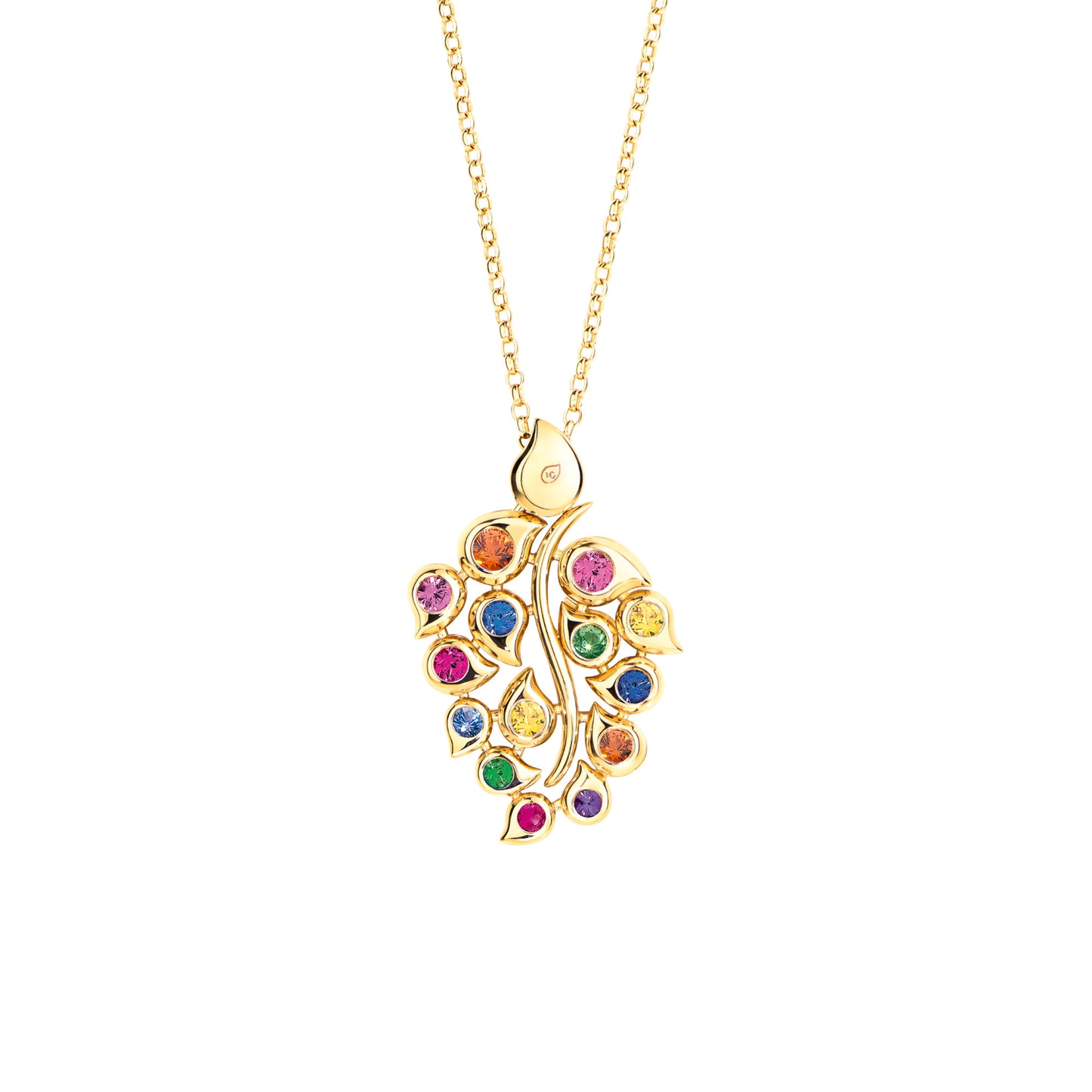 SNOWFLAKES Anhänger Leaf Classic 'Candy', Gelbgold • Edelsteine von Tamara Comolli (P-SF-L-ClCan-yg)