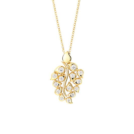 SNOWFLAKES Anhänger Leaf Classic 'Candy', Gelbgold • Edelsteine von Tamara Comolli (P-SF-L-ClCan-yg)