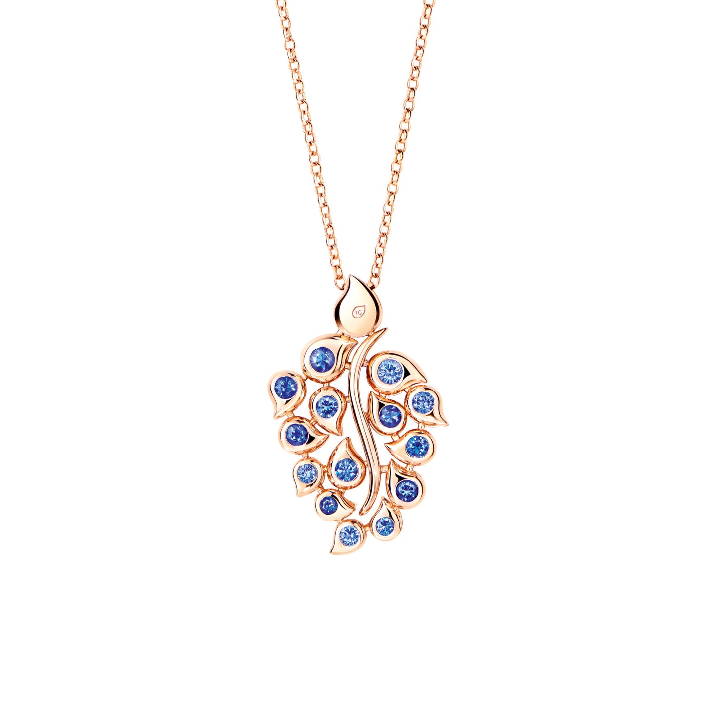 SNOWFLAKES Anhänger Leaf Classic 'Sky', Roségold • Diamant • Saphir von Tamara Comolli (P-SF-L-ClSky-rg)