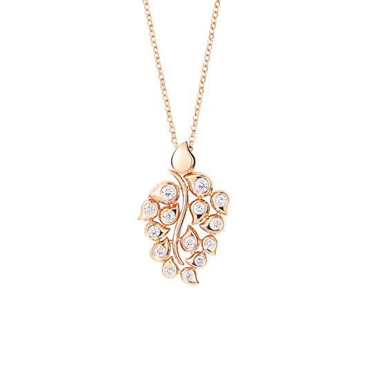 SNOWFLAKES Anhänger Leaf Classic 'Sky', Roségold • Diamant • Saphir von Tamara Comolli (P-SF-L-ClSky-rg)