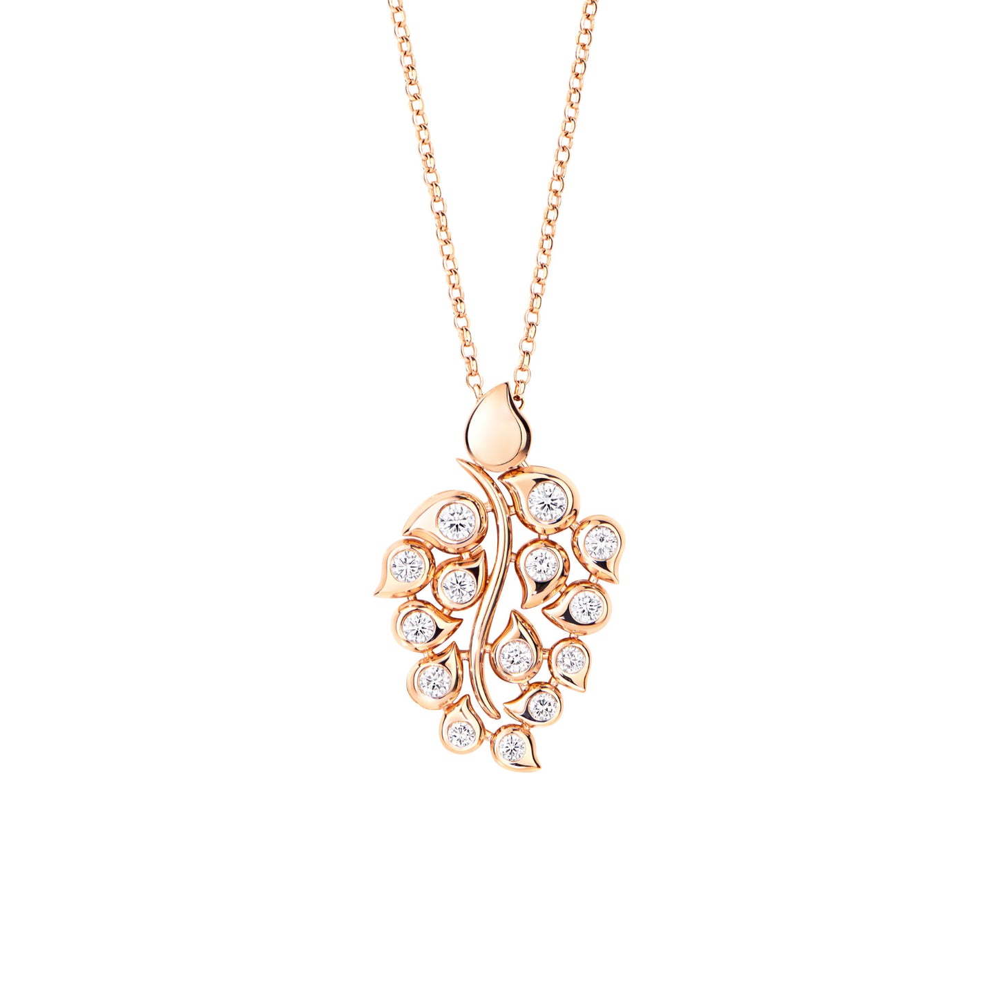 SNOWFLAKES Anhänger Leaf Classic 'Wildberry', Roségold • Diamant • Saphir von Tamara Comolli (P-SF-L-ClWB-rg)