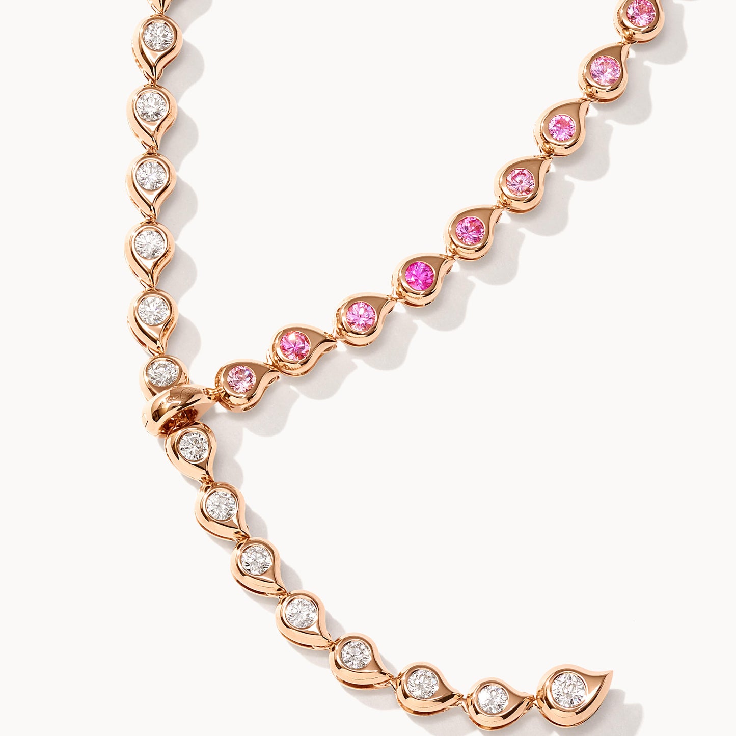 SNOWFLAKES Collier Rivière Classic 'Blush' , Roségold • Diamant • Saphir von Tamara Comolli (C-SF-Riv-Cl-Blu-rg)