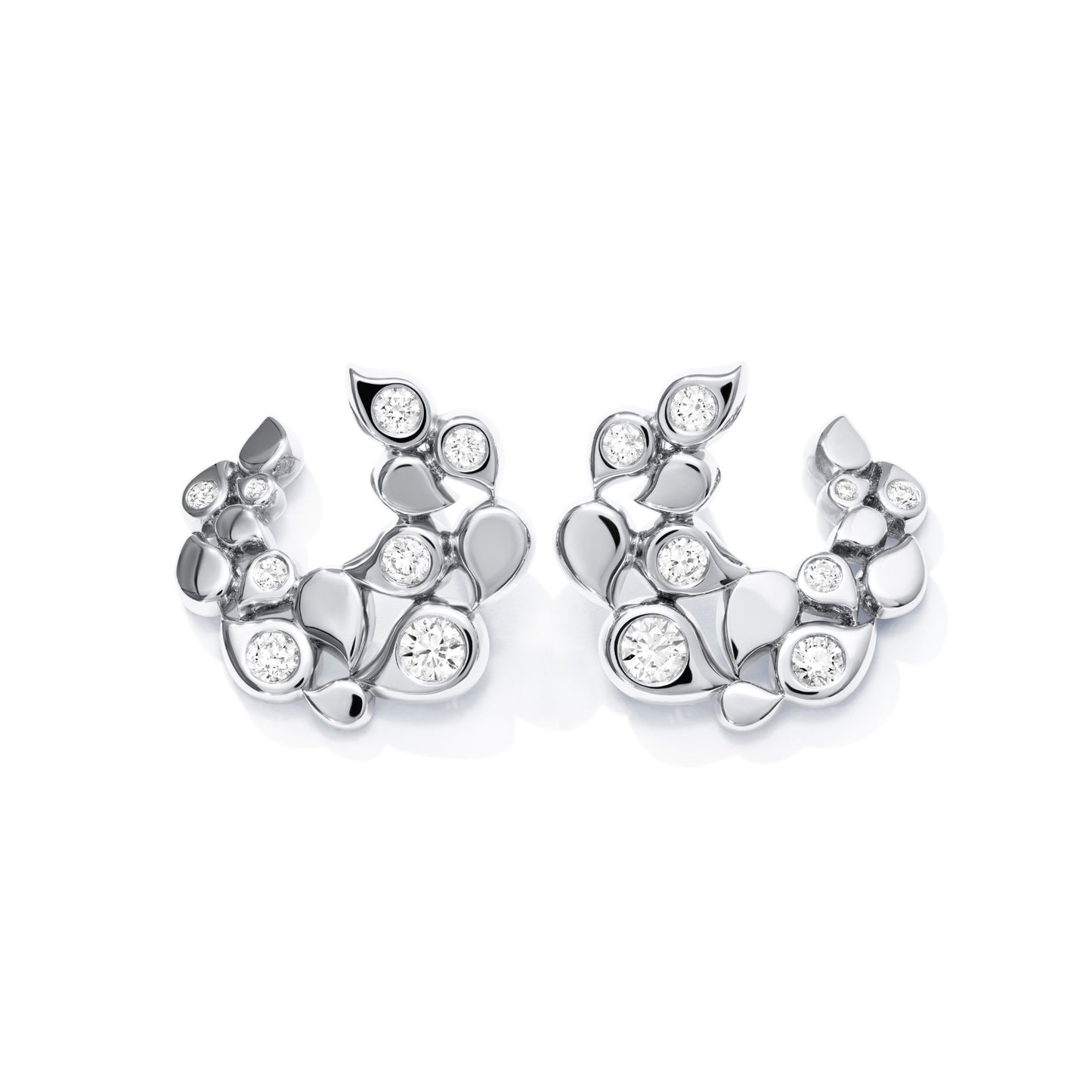 SNOWFLAKES Hoop Classic alternating Earrings, Weißgold • Diamant von Tamara Comolli (E-SF-Ho-Cl-alt-wg)
