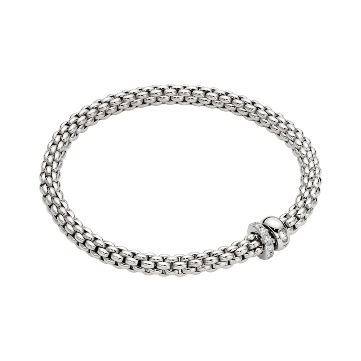 Solo Flex'it Armband mit zwei Rondellen und Pavé-Fassung, Weißgold • Diamant von FOPE (62406BX_PB_B_BBX_0XS) Solo Flex'it Armband mit zwei Rondellen und Pavé-Fassung, Weißgold • Diamant von FOPE (62406BX_PB_B_BBX_0XS)