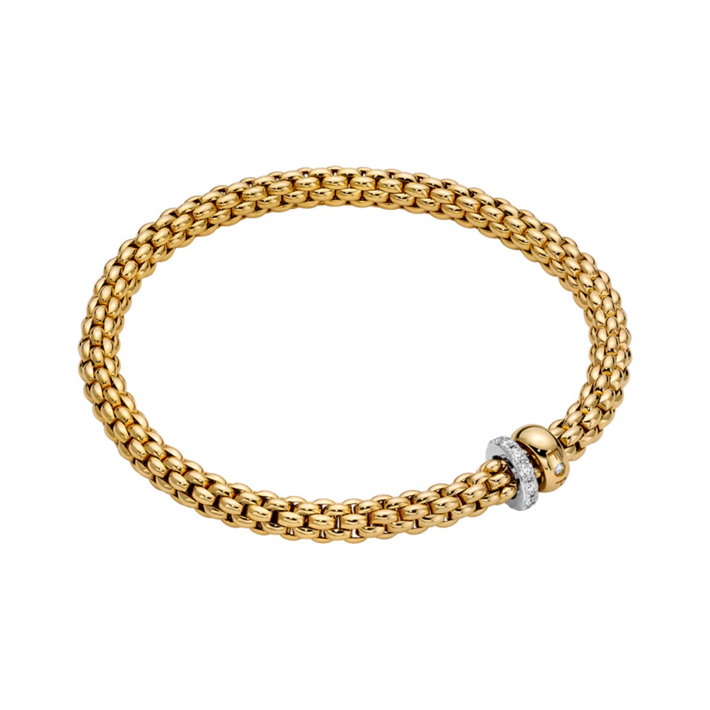 Solo Flex'it Armband mit zwei Rondellen und Pavé-Fassung, Bicolor-Gold • Diamant von FOPE (62406BX_PB_G_BGX_0XS) Solo Flex'it Armband mit zwei Rondellen und Pavé-Fassung, Bicolor-Gold • Diamant von FOPE (62406BX_PB_G_BGX_0XS)