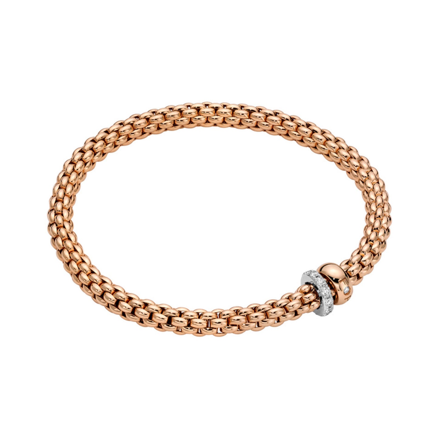 Solo Flex'it Armband mit zwei Rondellen und Pavé-Fassung, Bicolor-Gold • Diamant von FOPE (62406BX_PB_R_BRX_0XS) Solo Flex'it Armband mit zwei Rondellen und Pavé-Fassung, Bicolor-Gold • Diamant von FOPE (62406BX_PB_R_BRX_0XS)