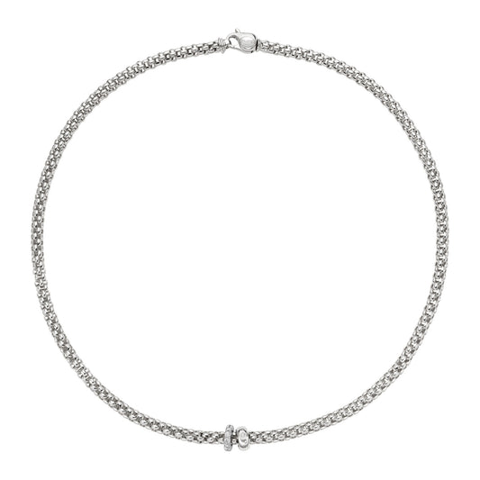 Solo Kette mit zwei Rondellen und Pavébesatzt, Weißgold • Diamant von FOPE (62406CX_PB_B_BBX_043)