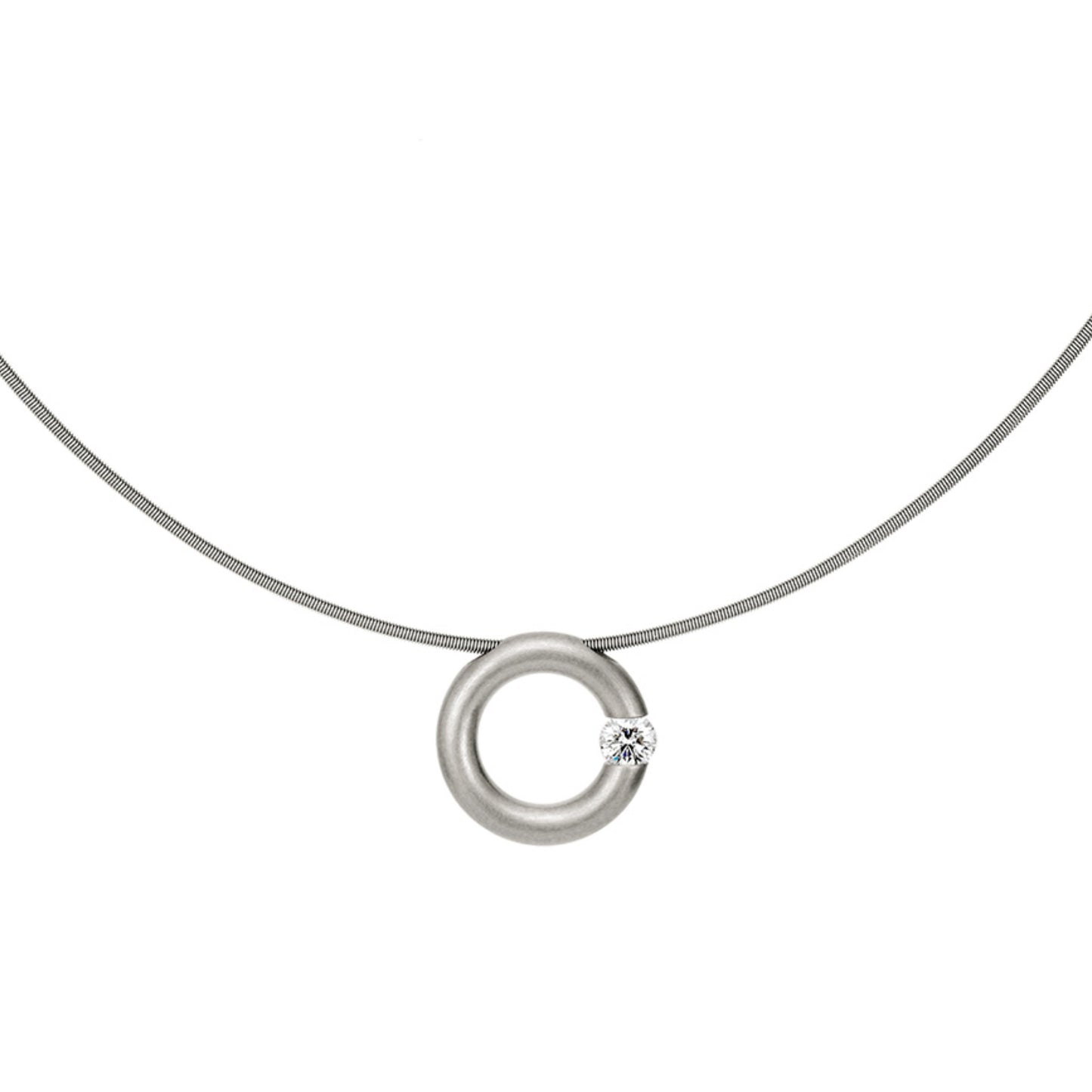 Spannring® Anhänger • Diamant von Niessing (N353924-15mm-0.25ct-satin-fg)