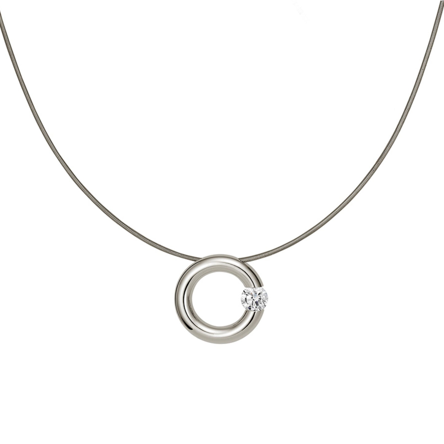 Spannring® Anhänger • Diamant von Niessing (N353924-17mm-0.5ct-gloss-fg)