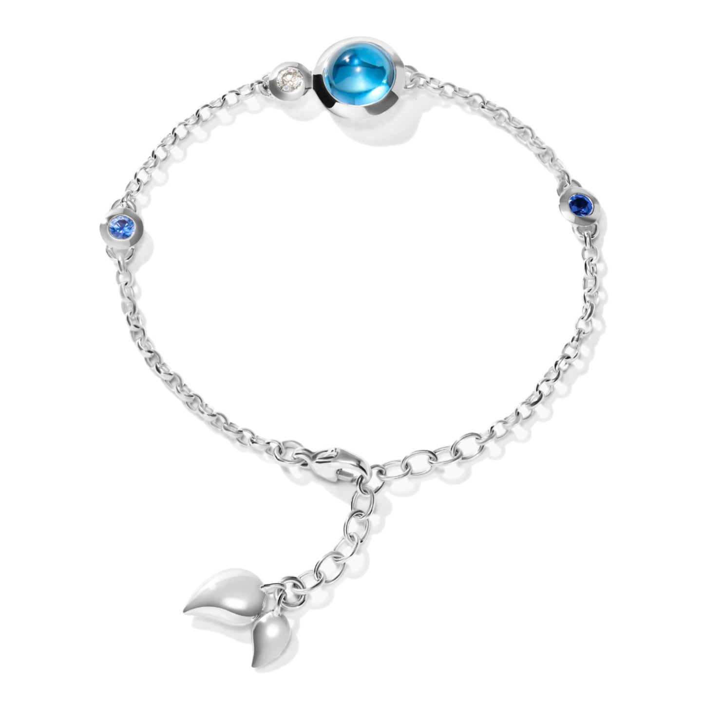Tamara Comolli BOUTON Mini Chain Armband 'Ocean' Small/Medium (B-BOU-c-Oce-sm-wg) aus Weißgold mit Diamant und Saphir