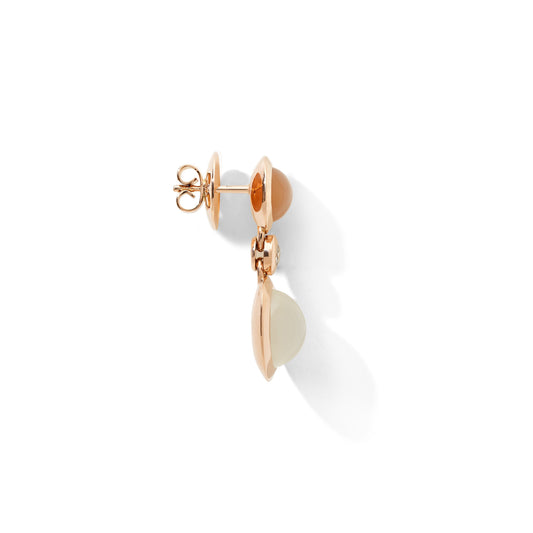 Tamara Comolli BOUTON Ohrhänger 2 Cabochons 'Camel' (E-BOU-2-Camel-Cl-rg) aus Roségold mit Diamant und Mondstein
