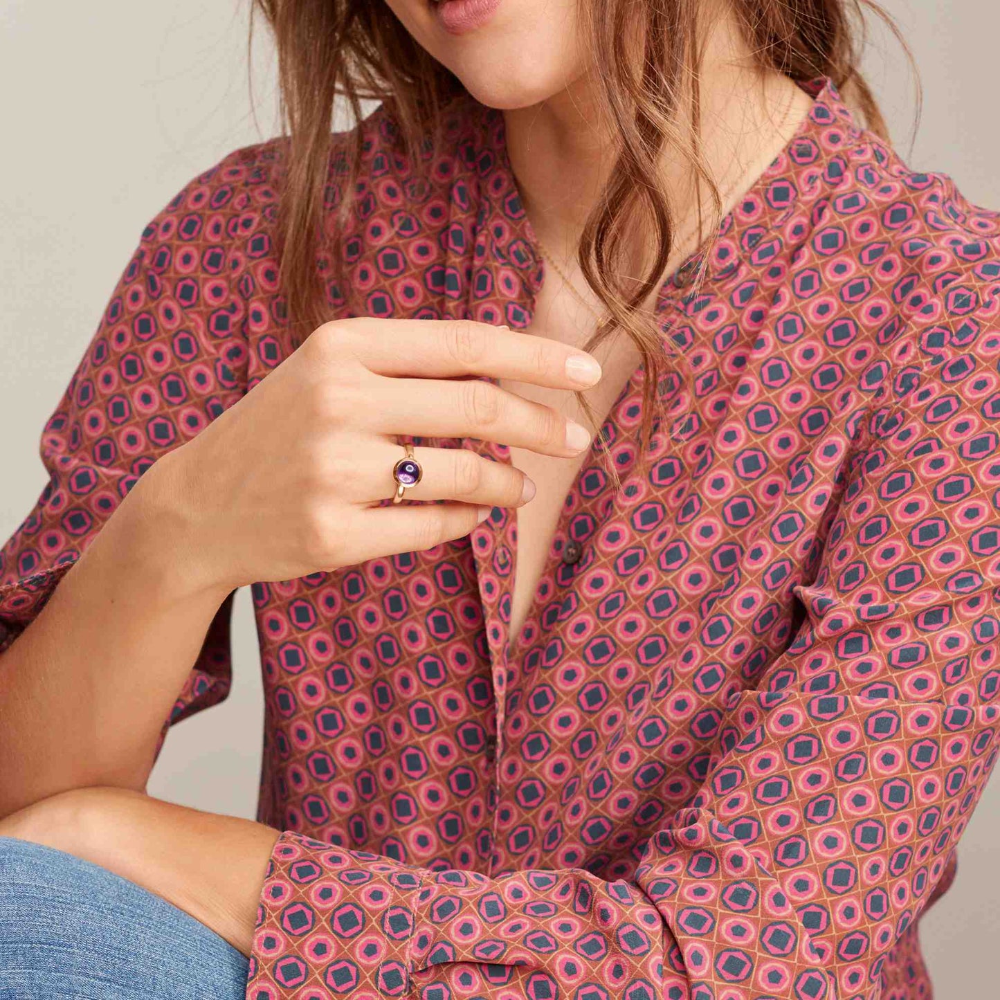 Tamara Comolli BOUTON Ring small Amethyst (R-BOU-s-Am-rg) aus Roségold mit Amethyst