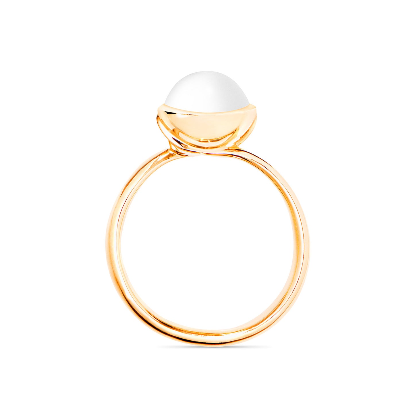 Tamara Comolli BOUTON Ring Small mit Cacholong (R-BOU-s-Cach-yg) aus Gelbgold mit Cacholong