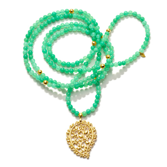 INDIA Halskette Chrysoprase, Gelbgold • Chrysopras von Tamara Comolli (N-IND-Chry-Dre-yg)