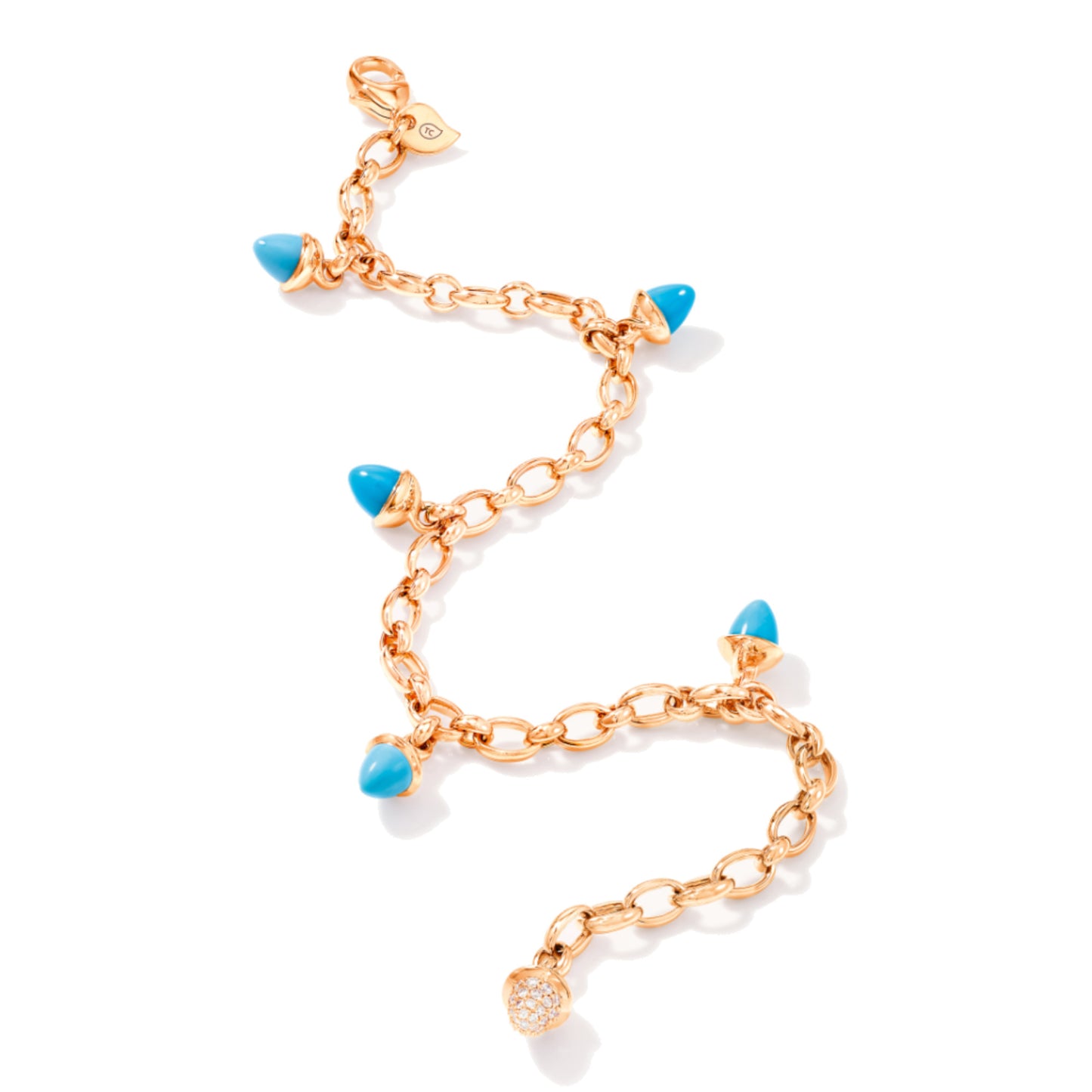 Tamara Comolli MIKADO Charm Armband 'Türkis' mit Diamant-Pavé (B-MC-Ch-Tur-p-rg) aus Roségold mit Diamant und Türkis