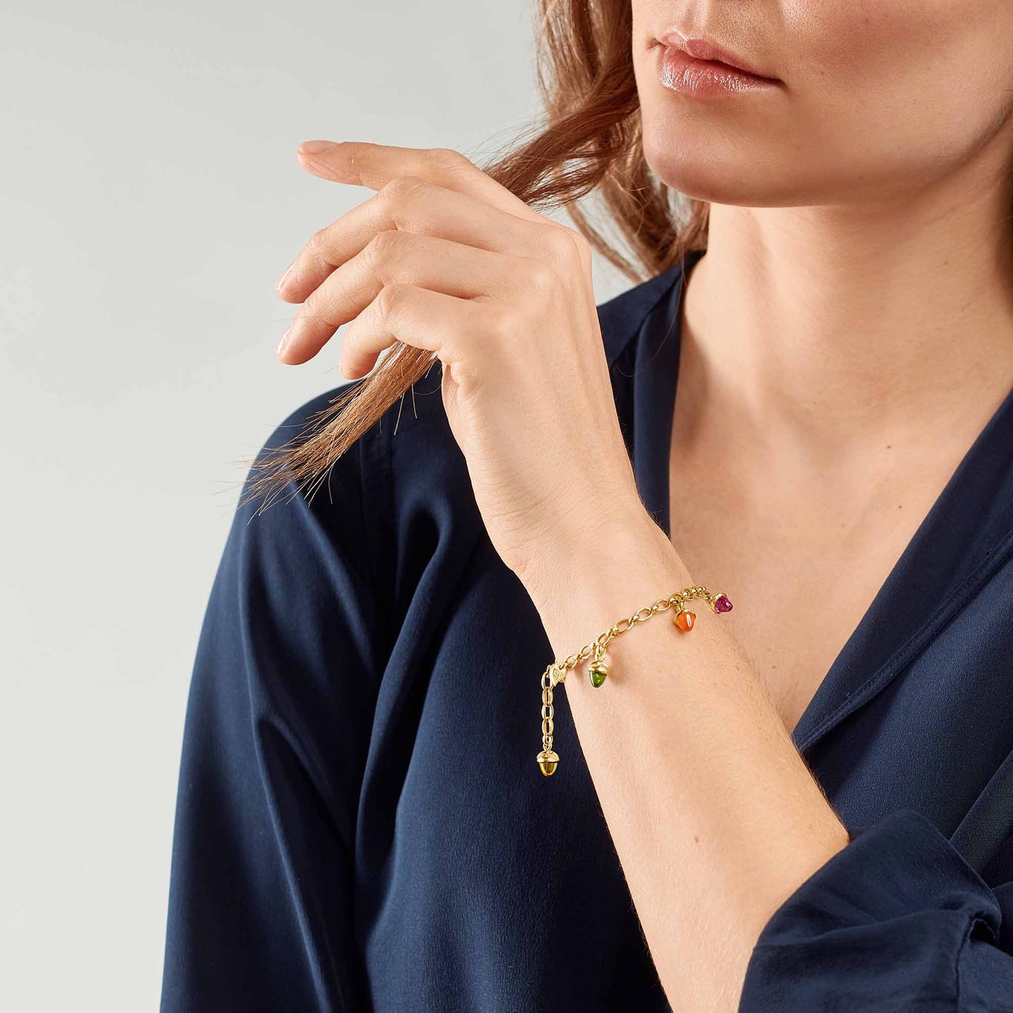 Tamara Comolli MIKADO Charm Candy Armband (B-MC-Ch-Can-yg) aus Gelbgold mit Citrin, Granat, Peridot, Topas und Turmalin