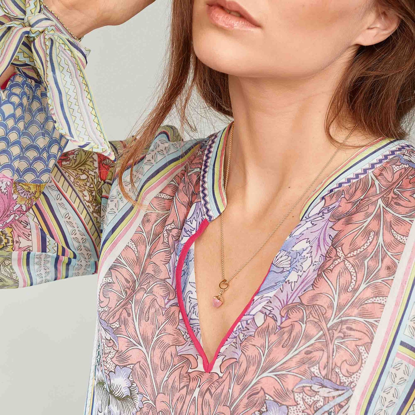 Tamara Comolli MIKADO Flamenco Anhänger mit Chalcedon (P-MFL-ChPi-rg) aus Roségold mit Chalcedon