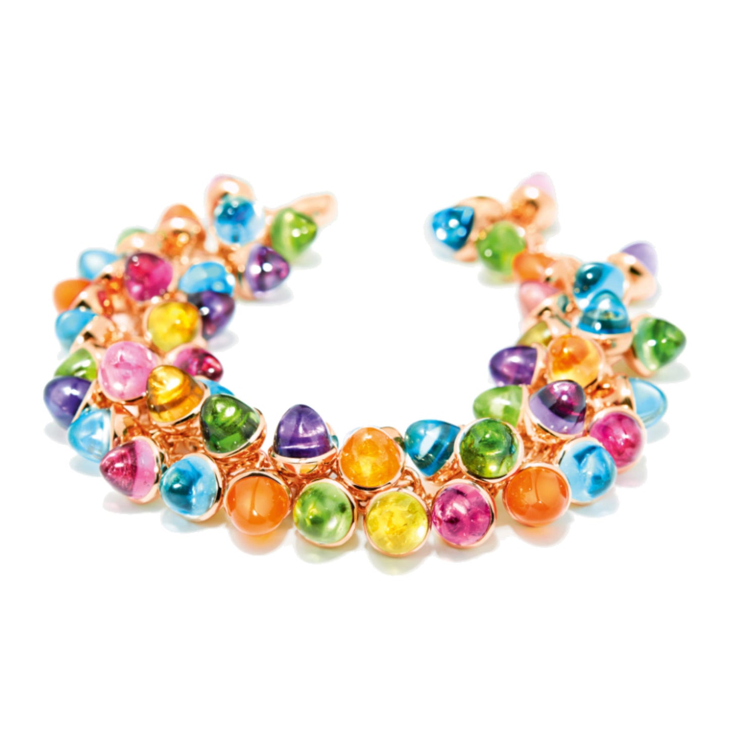Tamara Comolli MIKADO Flamenco Armband 'Candy' (B-MFL-Can-rg) aus Roségold mit Amethyst, Granat, Peridot, Topas und Turmalin