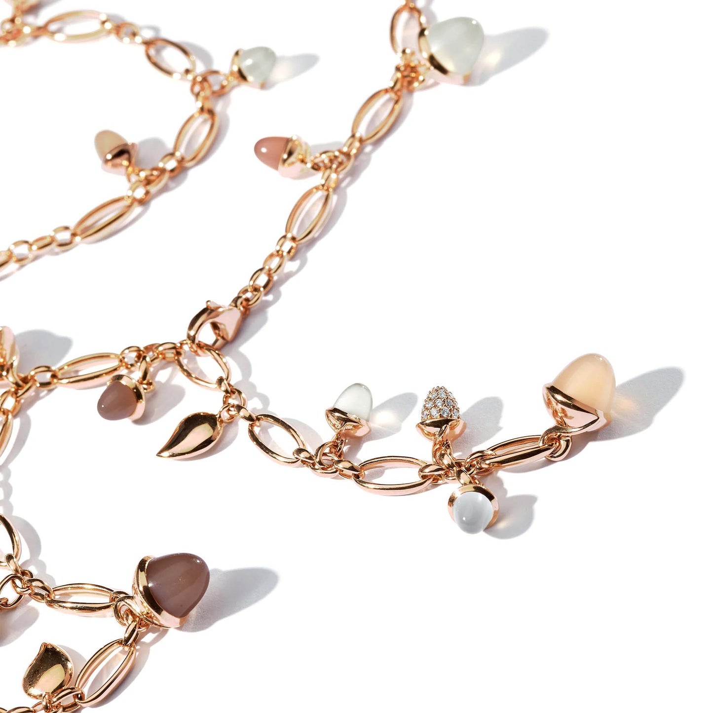 Tamara Comolli MIKADO Halskette 'Camel' mit Diamant-Pavé (N-M-100-Camel-p-rg) aus Roségold mit Diamant und Mondstein